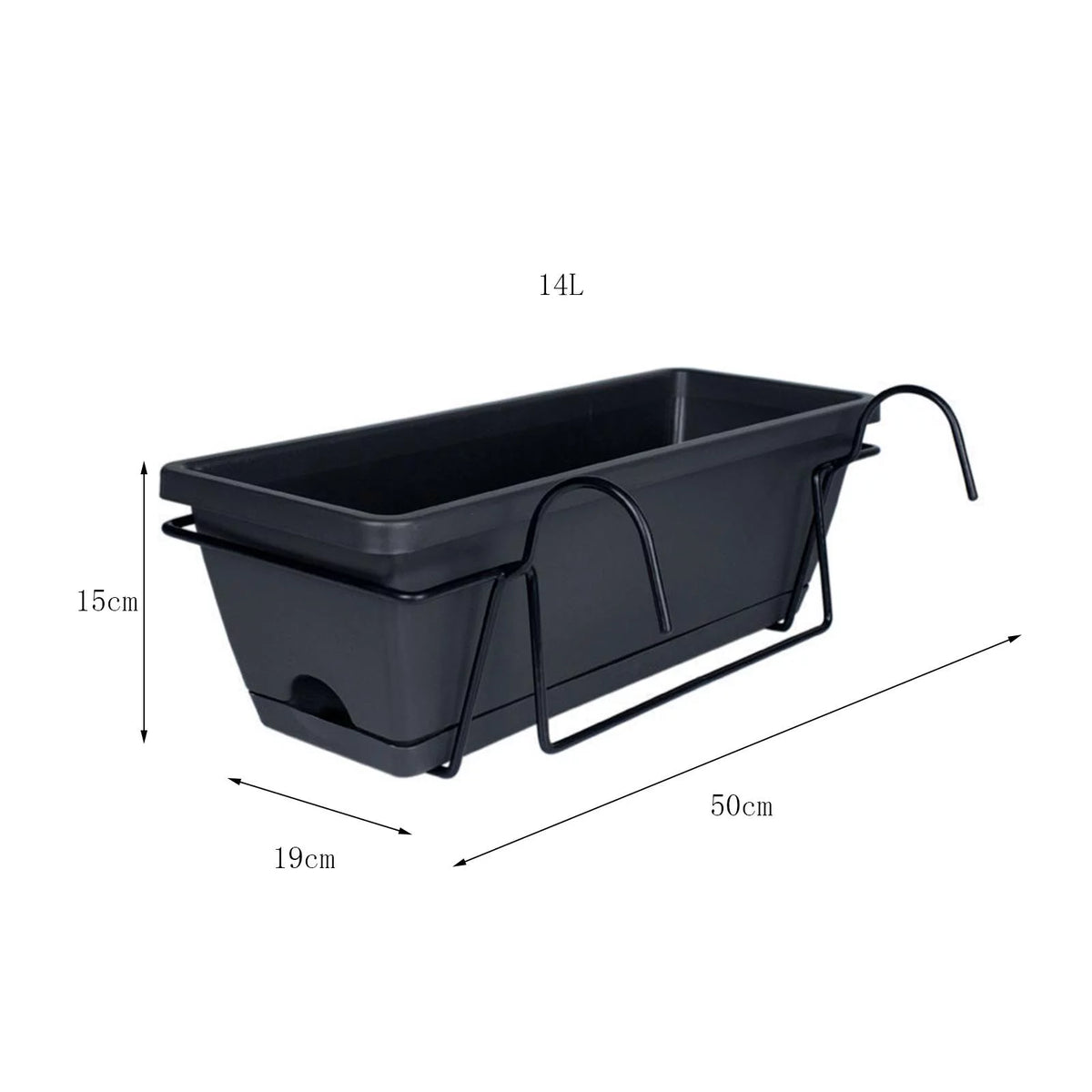 Balcony Railing Hanging Planter Grey E7940