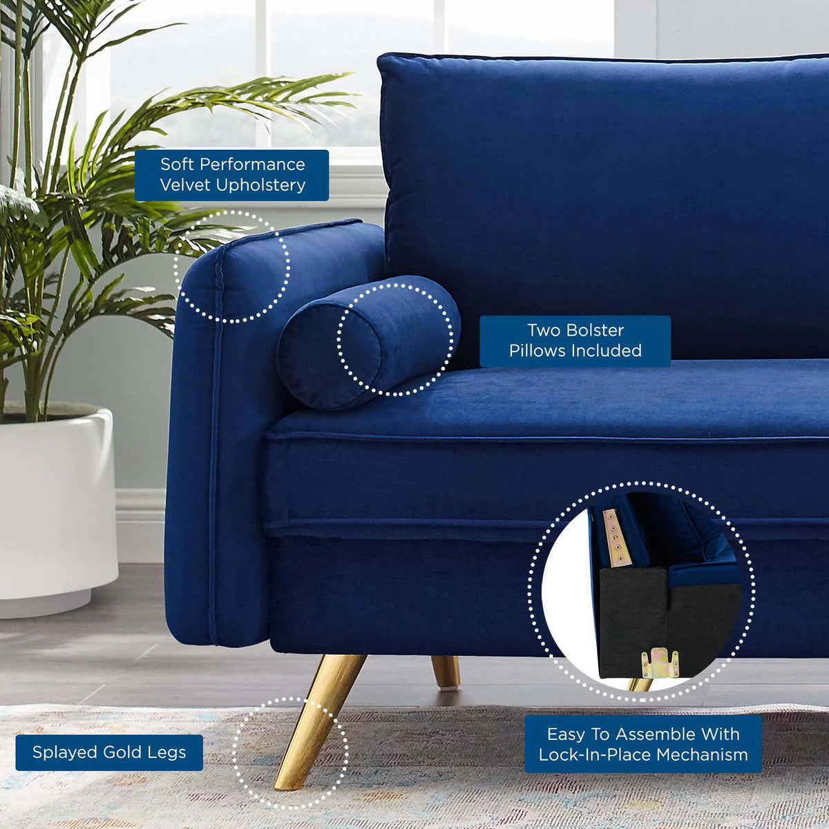 Blue Velvet Sofa E34273