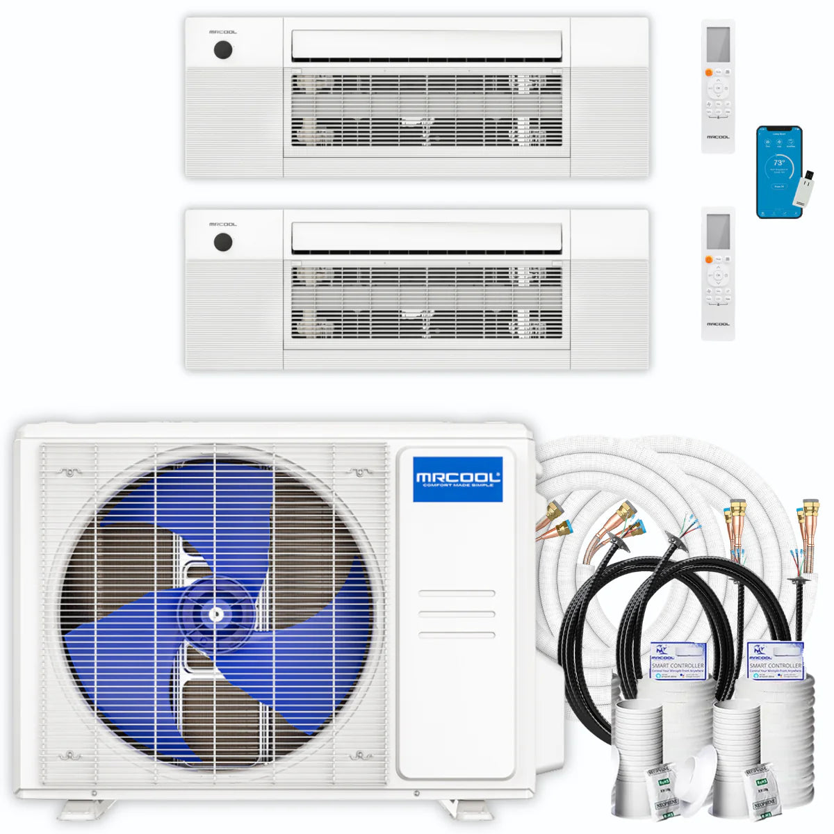 27,000 BTU 2 Zone Ceiling Cassette Ductless Air Conditioner and Heat Pump H110343
