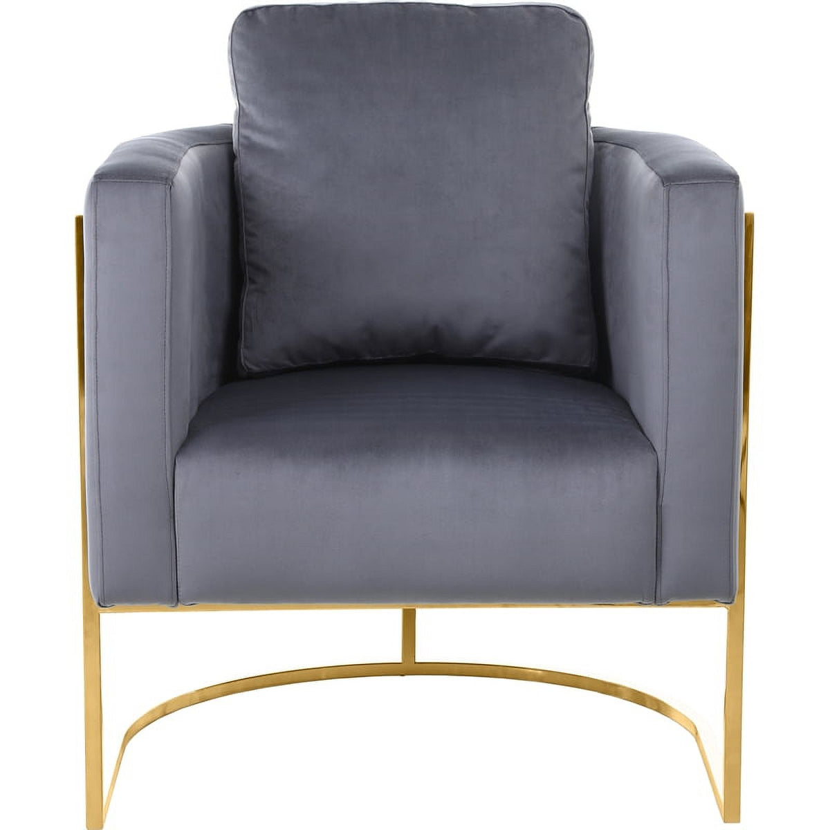 Gray Velvet Chair with Gold Iron Metal Base G66089