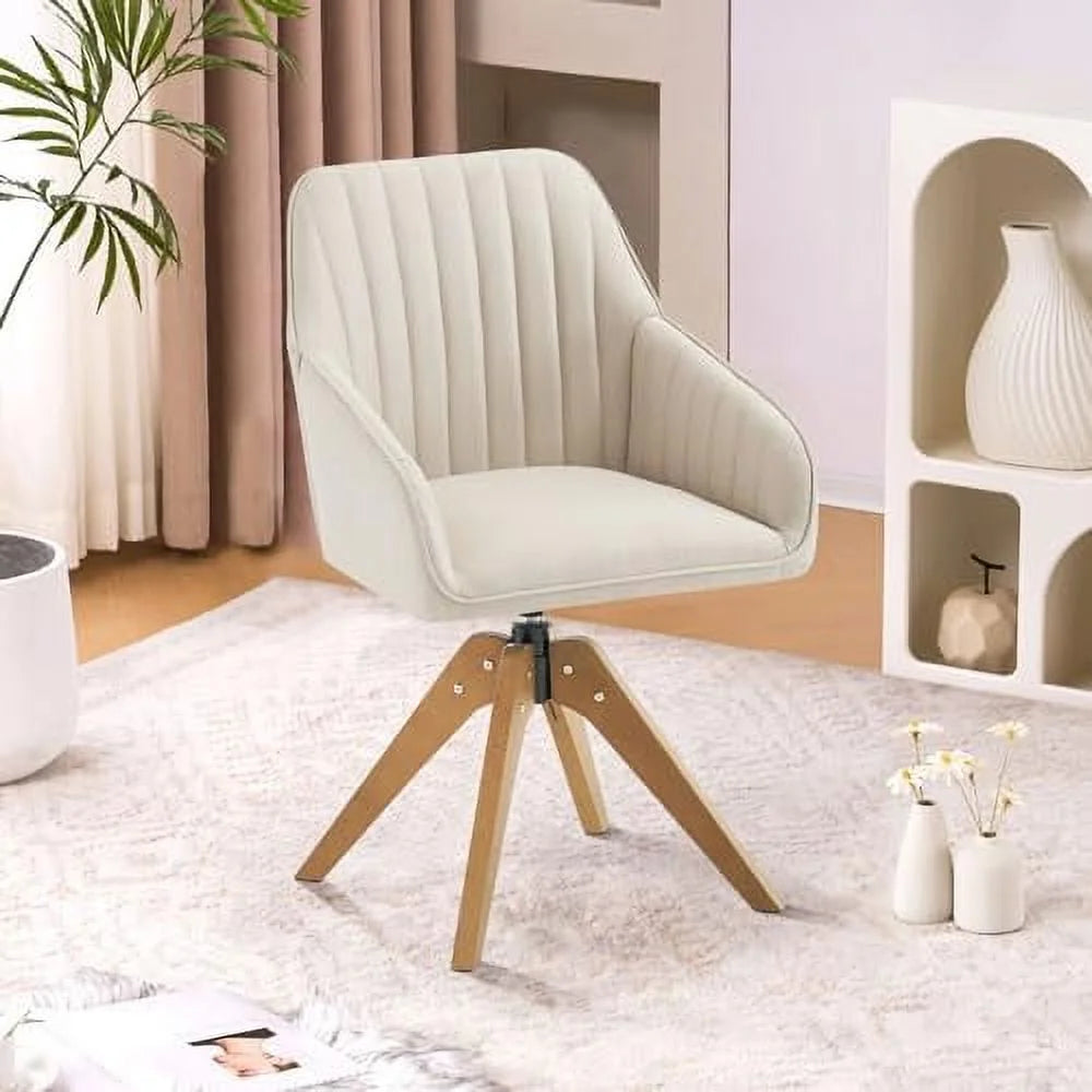 Mid Century Swivel Accent Chair with Arms Beige S548
