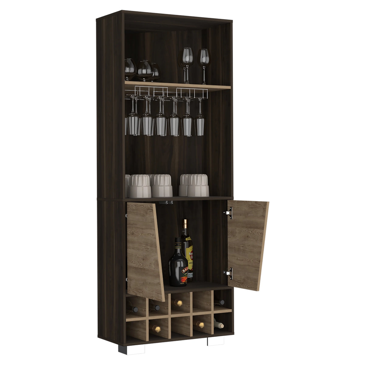 Corner Bar Cabinet Dark Oak Pine B444