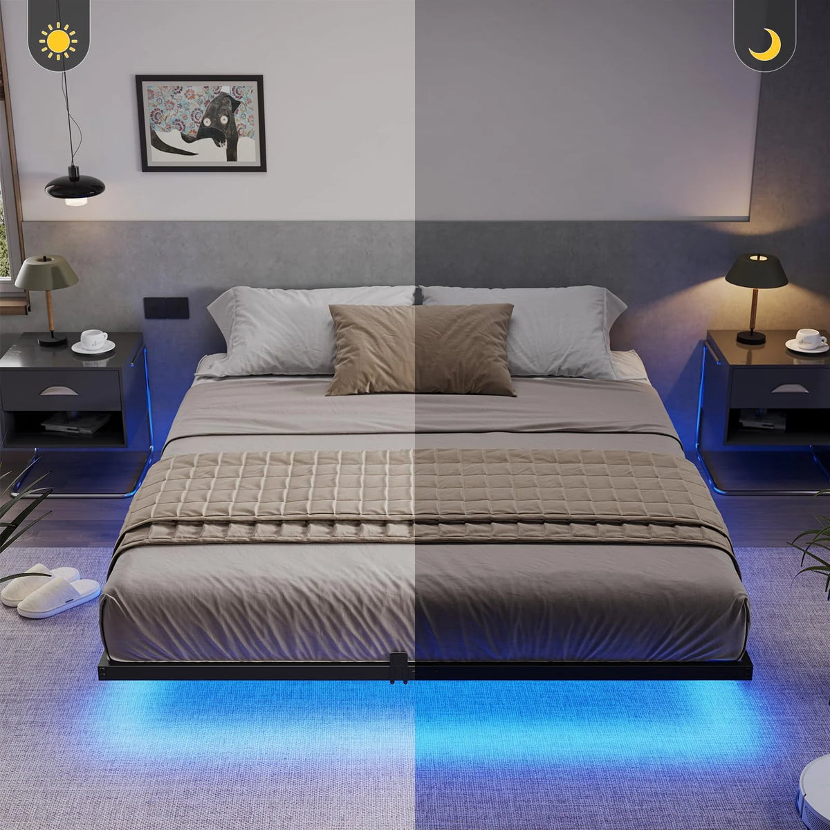 Queen Bed Frame with LED Lights C451948