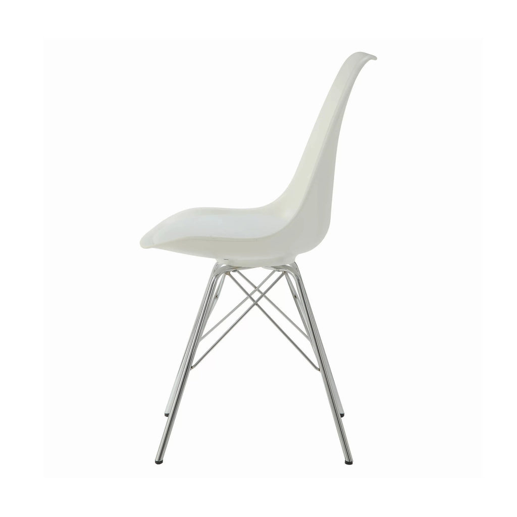 White and Chrome Dining Chairs Set of 2 R6228
