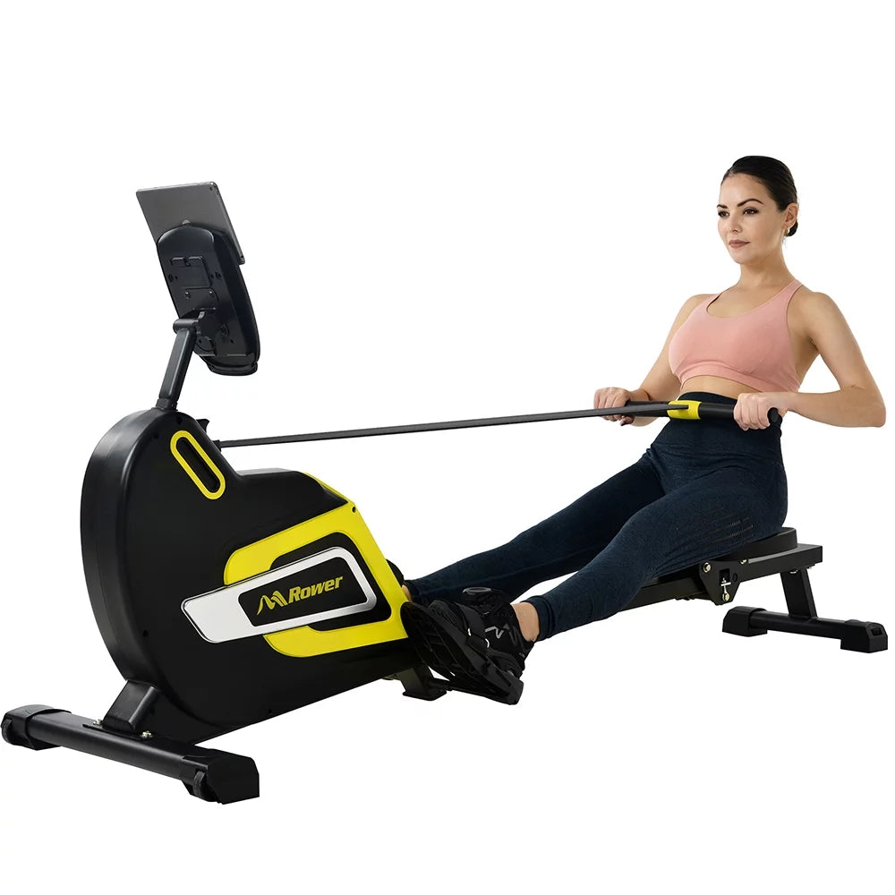 Magnetic Rowing Machine Folding 330lb Weight Capacity Silver Q50467