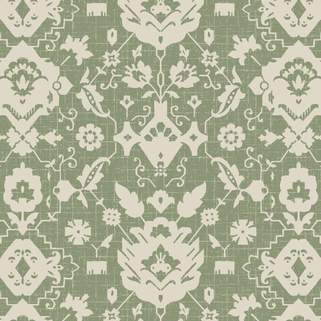 Green Damask Rectangle Outdoor Chair Cushion T64636