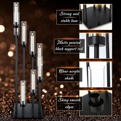 2 Pack Black Metal Floor Candle Holder 42.13 Tall 8 Arms C235