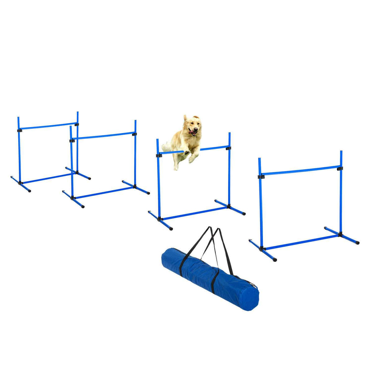 4 Piece Dog Agility Equipment with Adjustable Height Jump Bars E17194