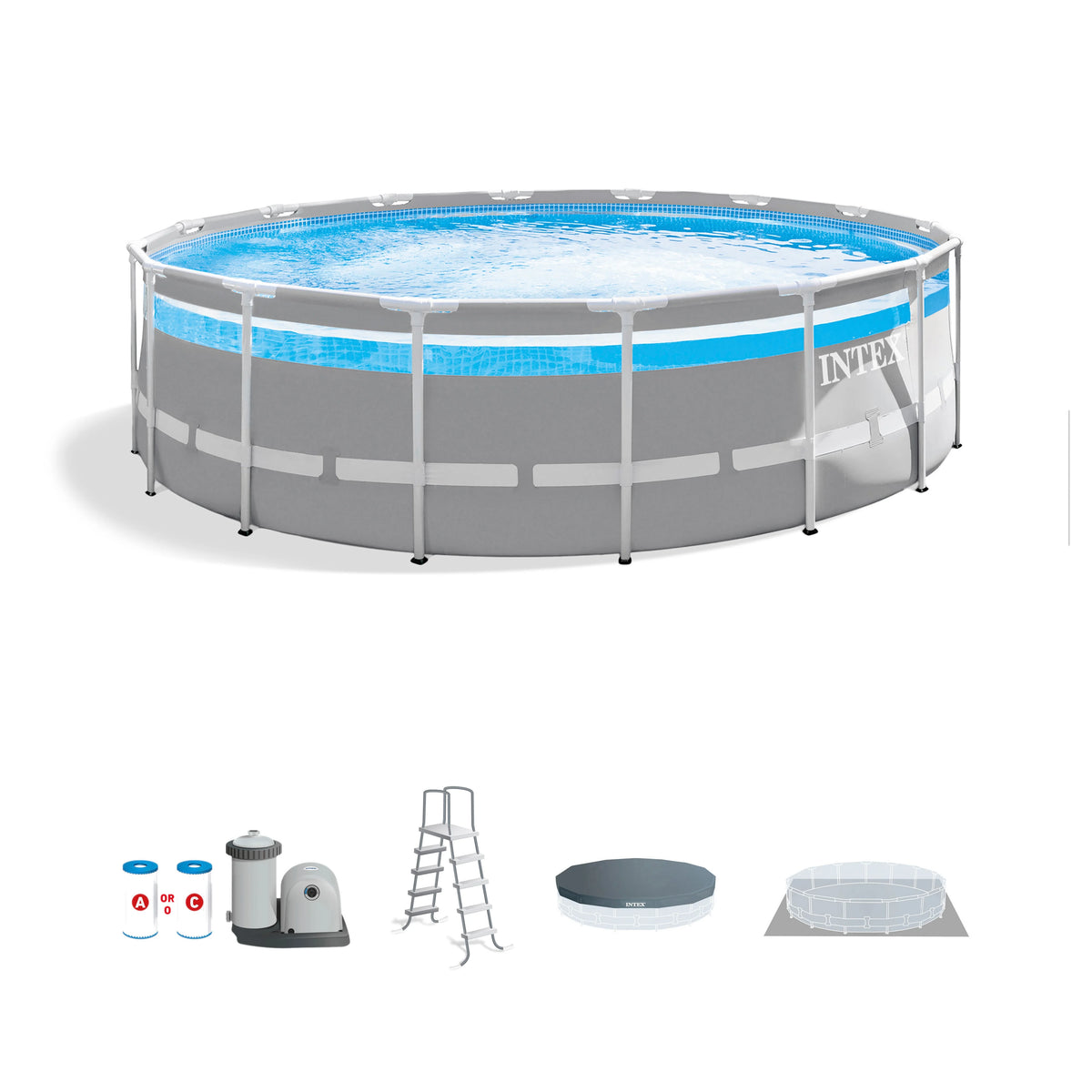 16ft x 48in Above Ground Swimming Pool with Pump L4980