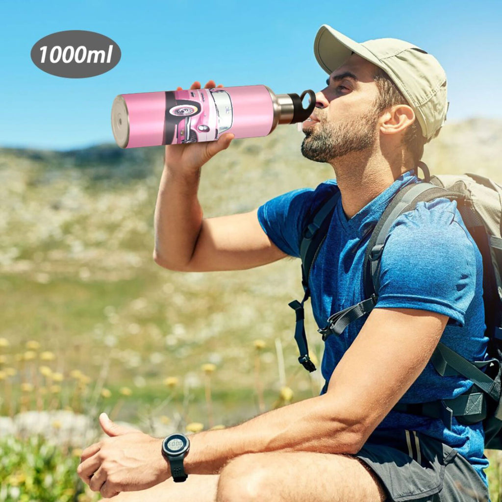 Pink Insulated Stainless Steel Water Bottle with Straw Lid 20 oz H12021