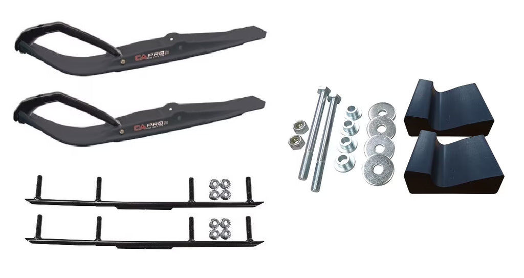Black Razor Snowmobile Skis with 4" Round Bars Complete Kit P358825