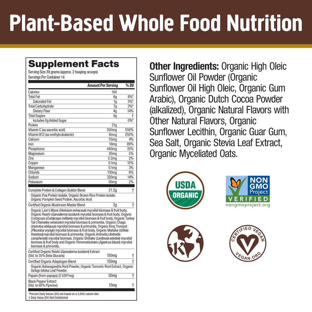 Plant-Based Protein Powder 19.26 Ounce Creamy Chocolate M982096