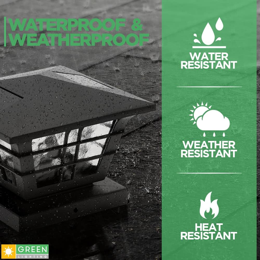 12 Pack Black Solar Powered Post Cap Light A449