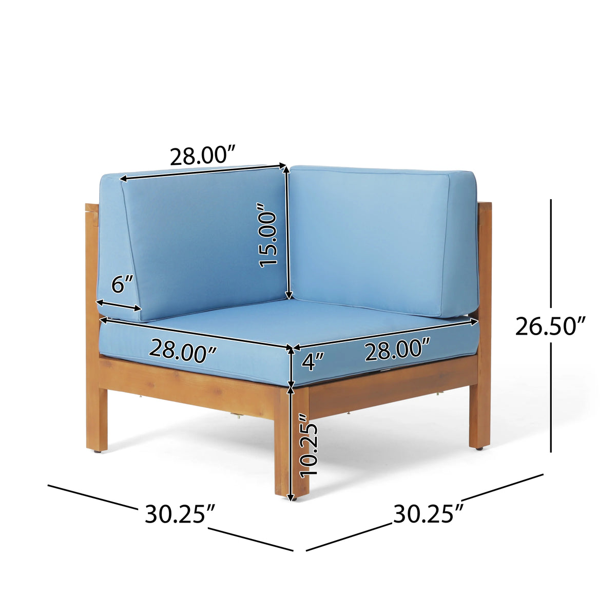 Blue and Brown Outdoor Patio Sectional Sofa with Club Chair Set W16054