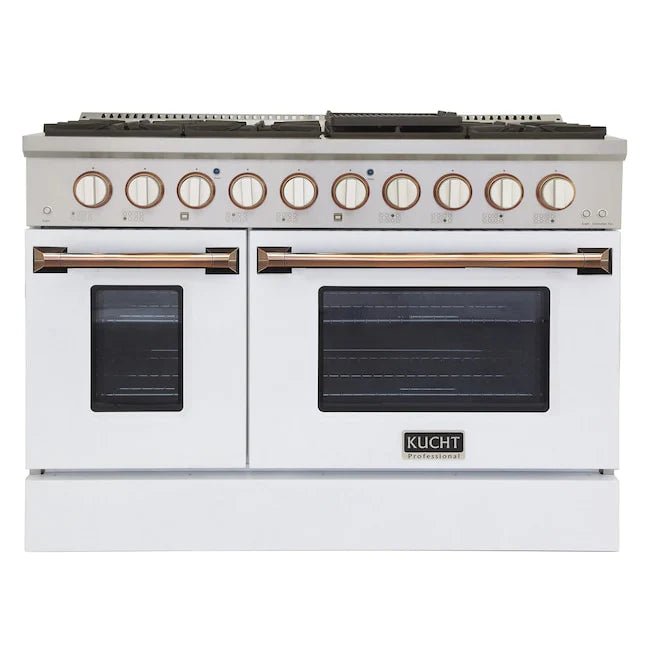 48 In. 6.7 cu ft. Natural Gas Range with White Door and Gold Accents S47320