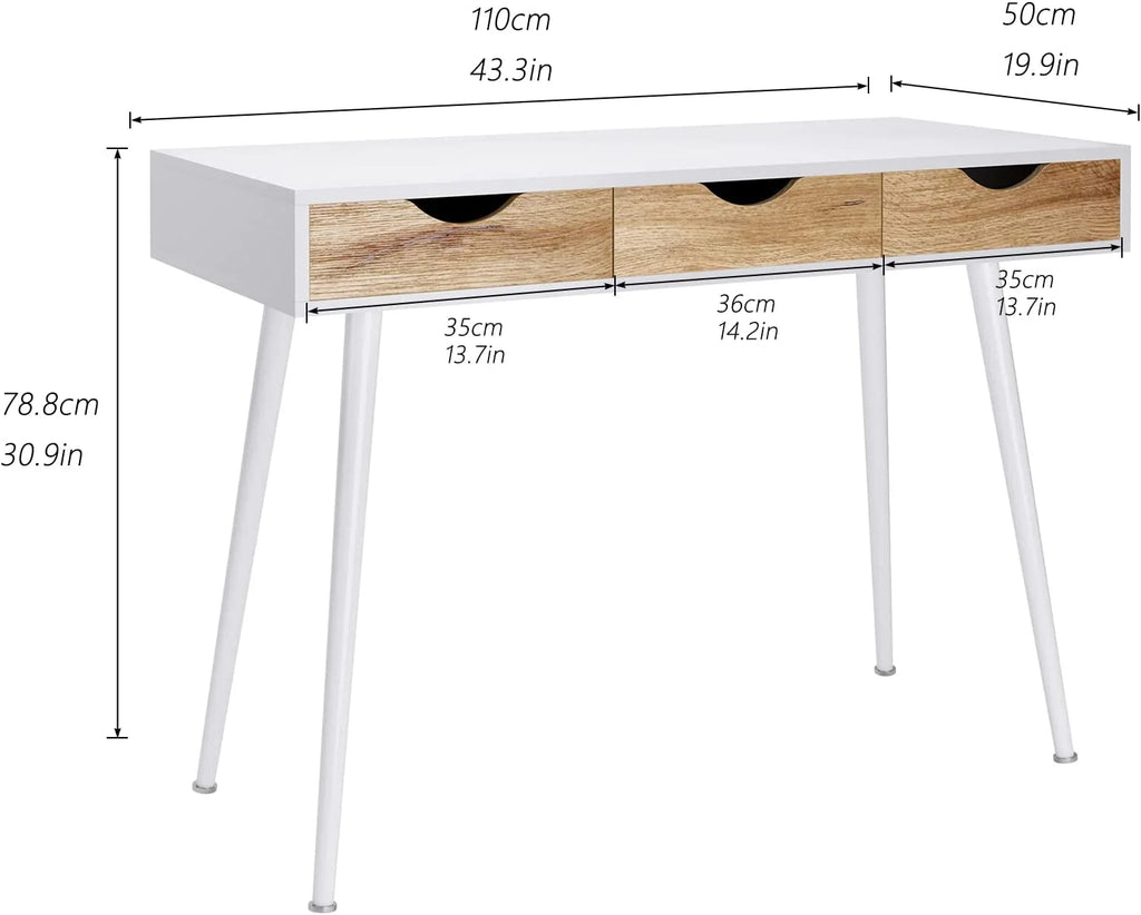 Computer Desk with 3 Drawers, 43 Inches V3569