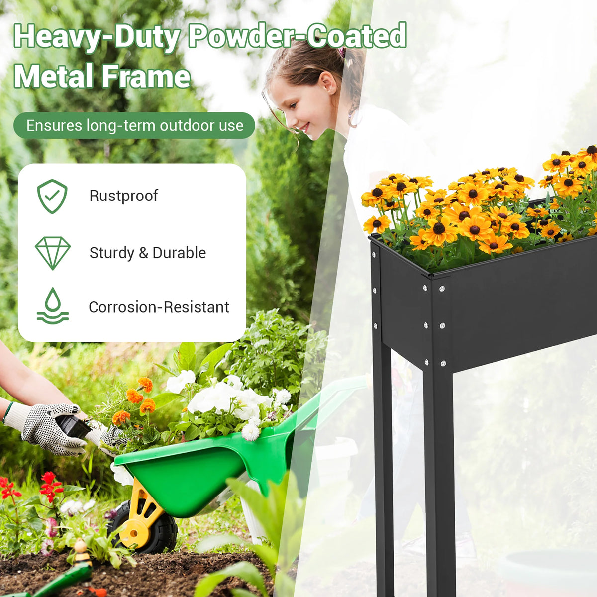 40'' Metal Raised Garden Bed with Legs A52692