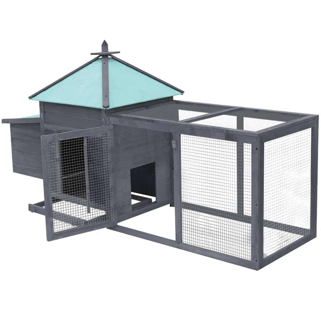 Gray Solid Firwood Chicken Coop with Nest Box L881