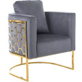 Gray Velvet Chair with Gold Iron Metal Base G66089