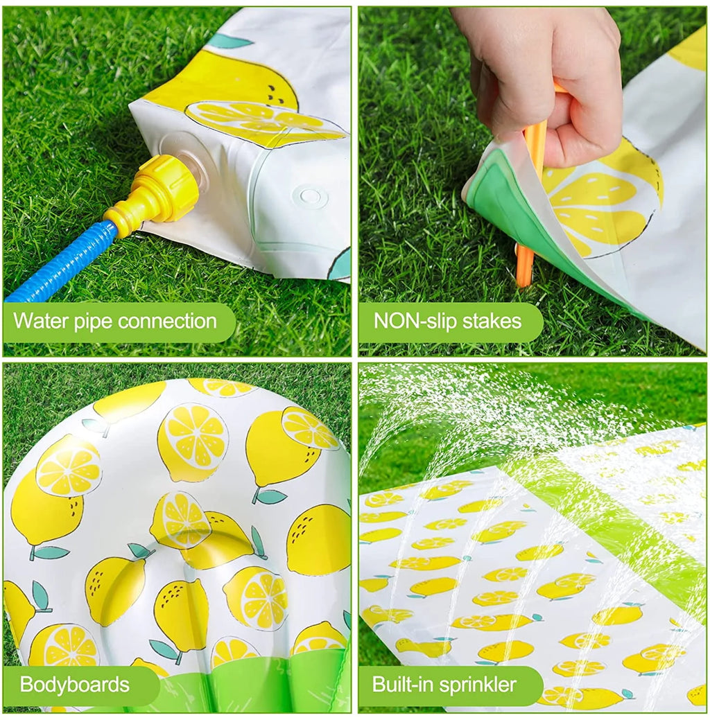 Inflatable Water Slide with Sprinkler and 2 Body Boards T345195
