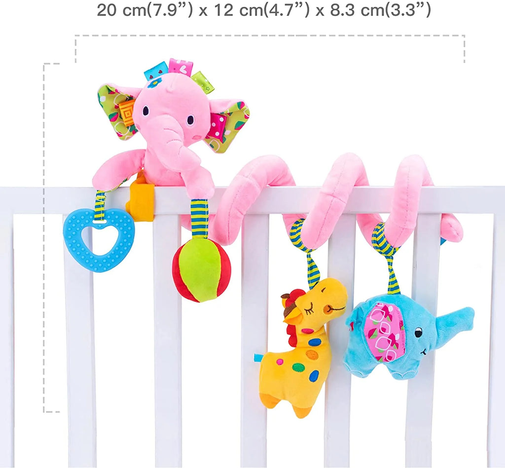 Pink Elephant Hanging Plush Rattles Crib Toy K327834