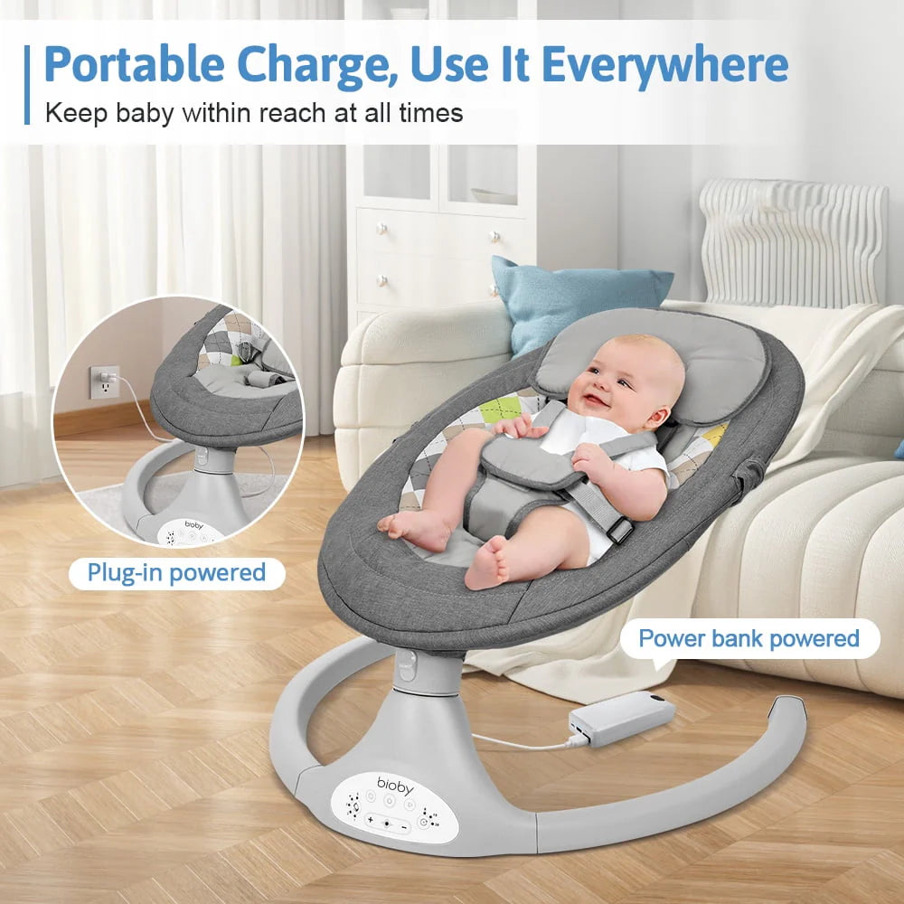 Electric Baby Swing with Remote Control, 5 Swing Speeds, Grey J34167