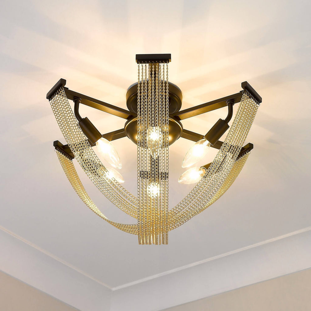6 Light Semi-Flush Matte Black D7612