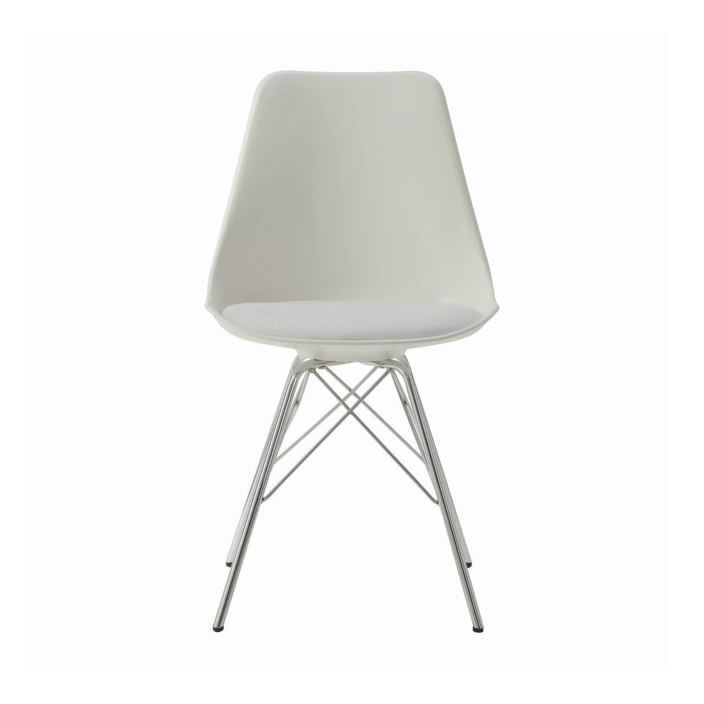 White and Chrome Dining Chairs Set of 2 R6228