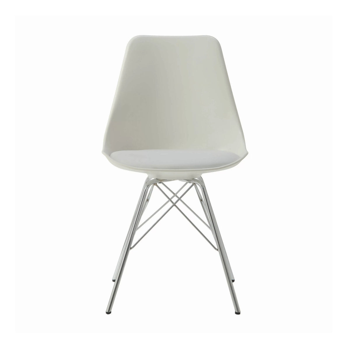 White and Chrome Dining Chairs Set of 2 R6228