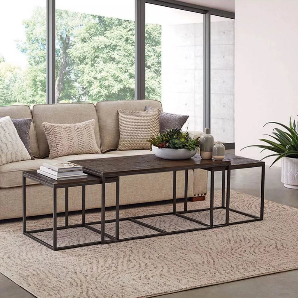 Brown Set of 3 Nesting Coffee Table D794
