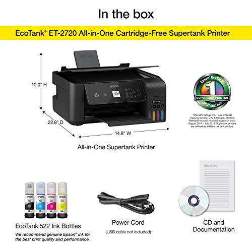 Black Wireless Color All-in-One Supertank Printer with Scanner and Copier G33698