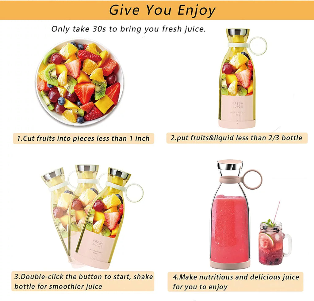 Pink Portable USB Blender F824