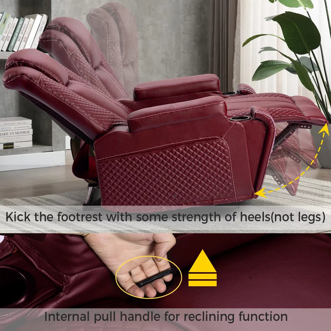 Claret Faux Leather Reclining Chair Set of 2 Z747082