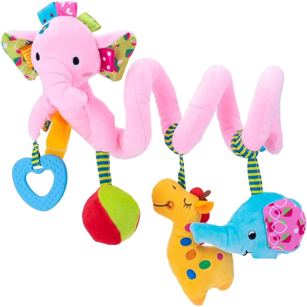 Pink Elephant Hanging Plush Rattles Crib Toy K327834