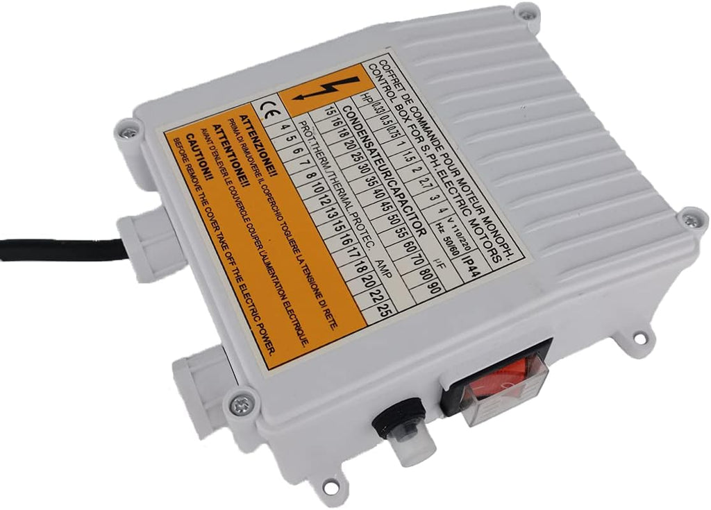 Well Pump Control Box 1.1KW 1.5HP 60uf 25A Capacitor Starter for Submersible Pump Pack of 2 M79381