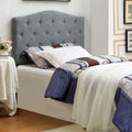 Gray Button Tufted Fabric Full Headboard U9462