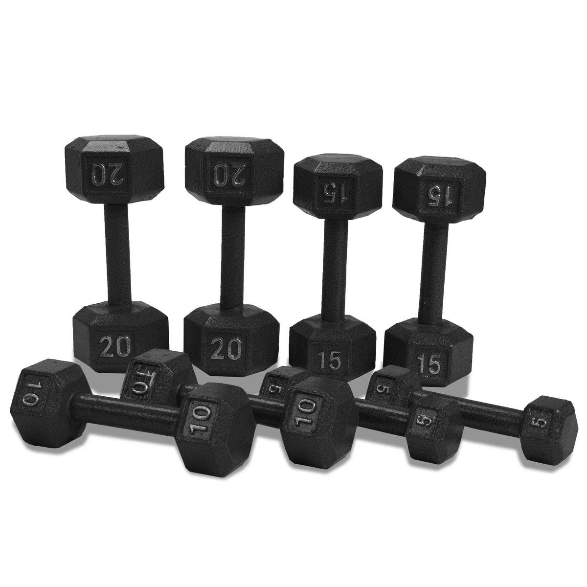 100 lb Cast Iron Hex Dumbbell Weight Set with Rack V96536