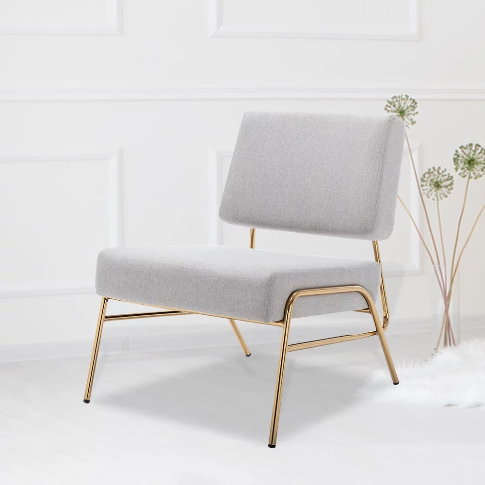 Gray Linen Armless Slipper Chair O2228