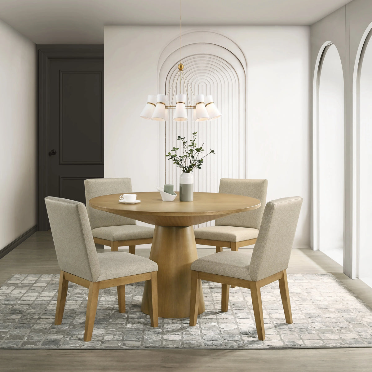 Round Pedestal Dining Set with 4 Chairs G700