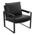 Black Faux Leather Accent Chair with Track Arms D231
