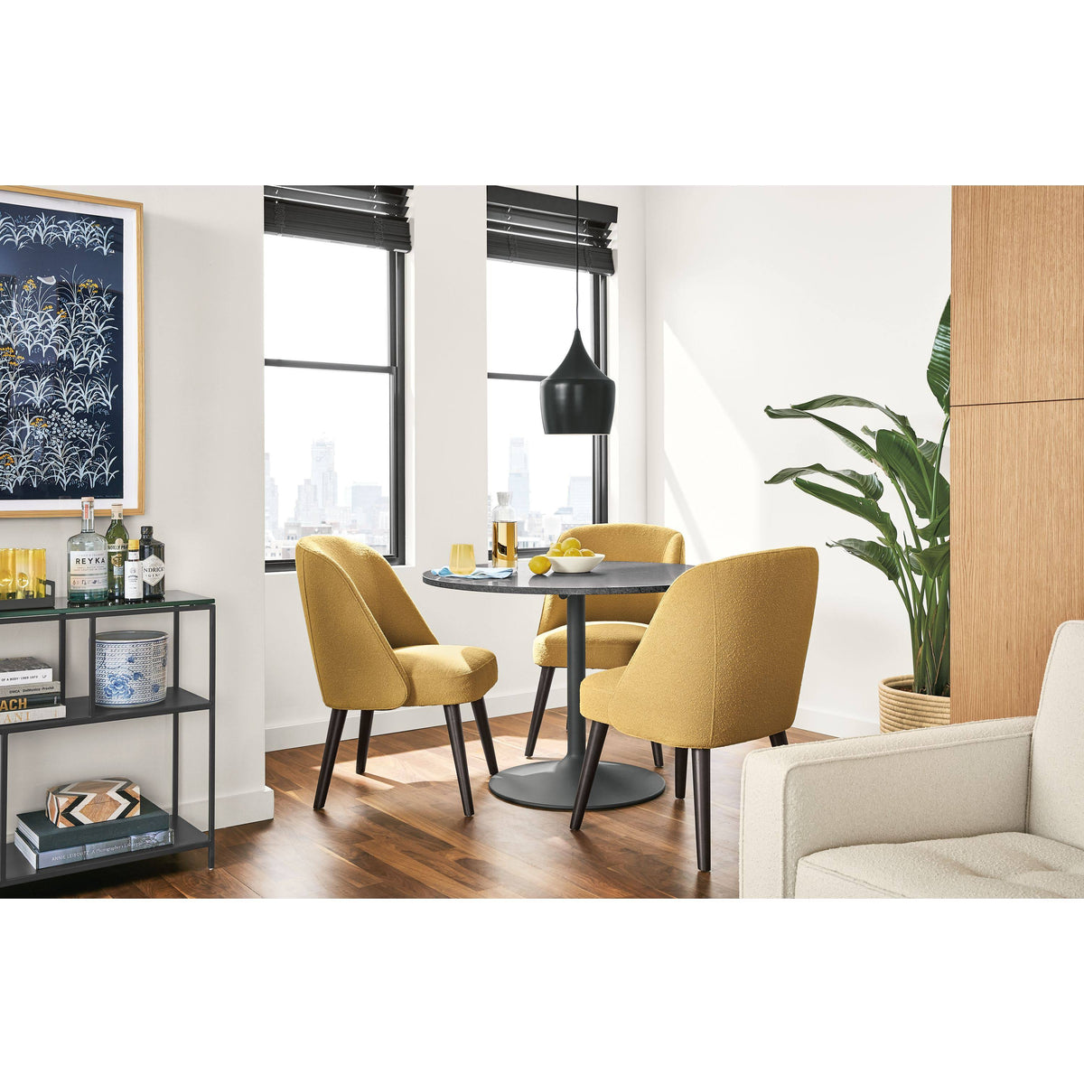 Modern Cora Side Chair in Tatum Moss with Charcoal Legs Green Brown Performance Fabric B782262