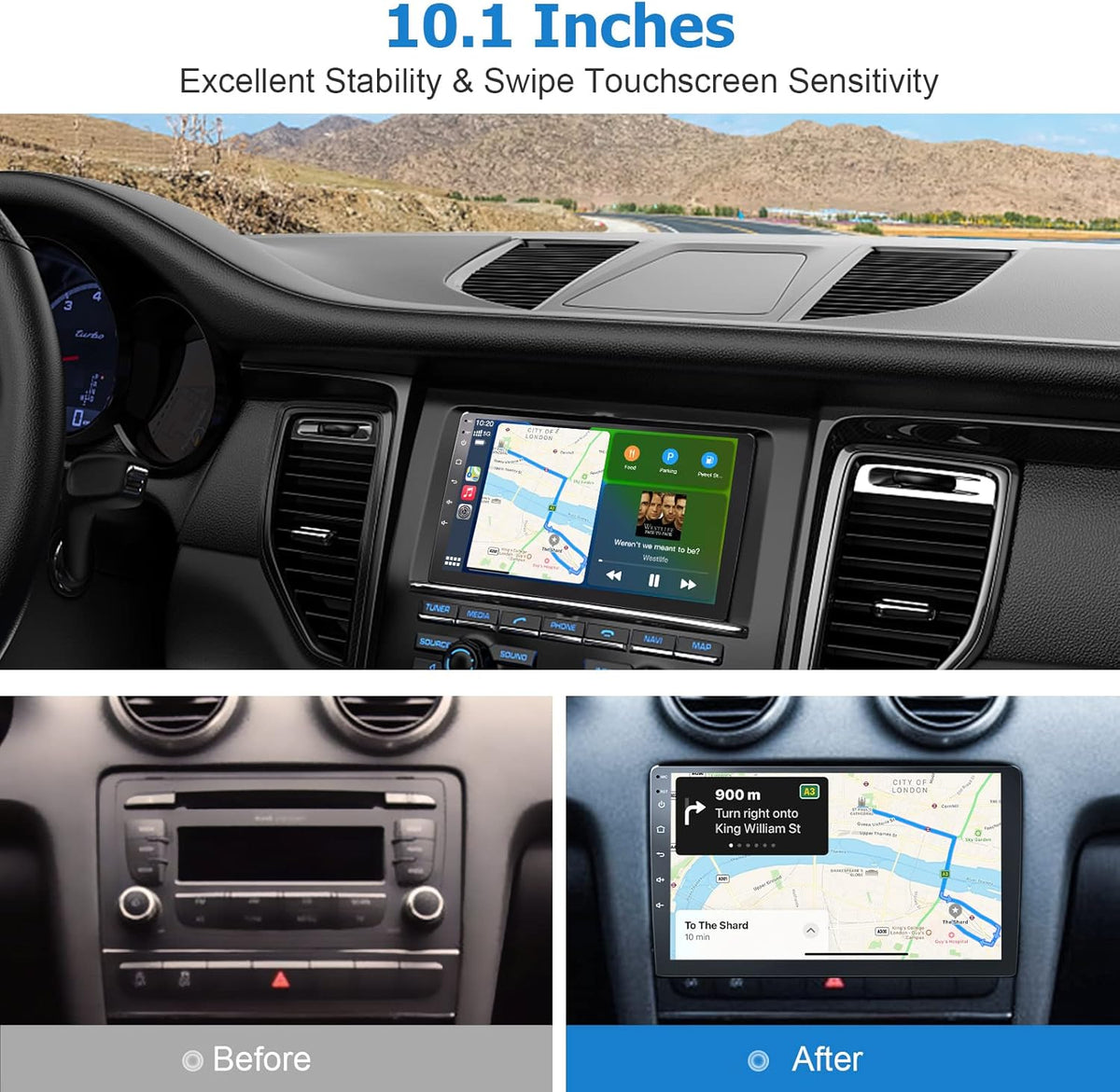 10.1 IPS Touchscreen Double Din Car Stereo with Backup Camera I9083