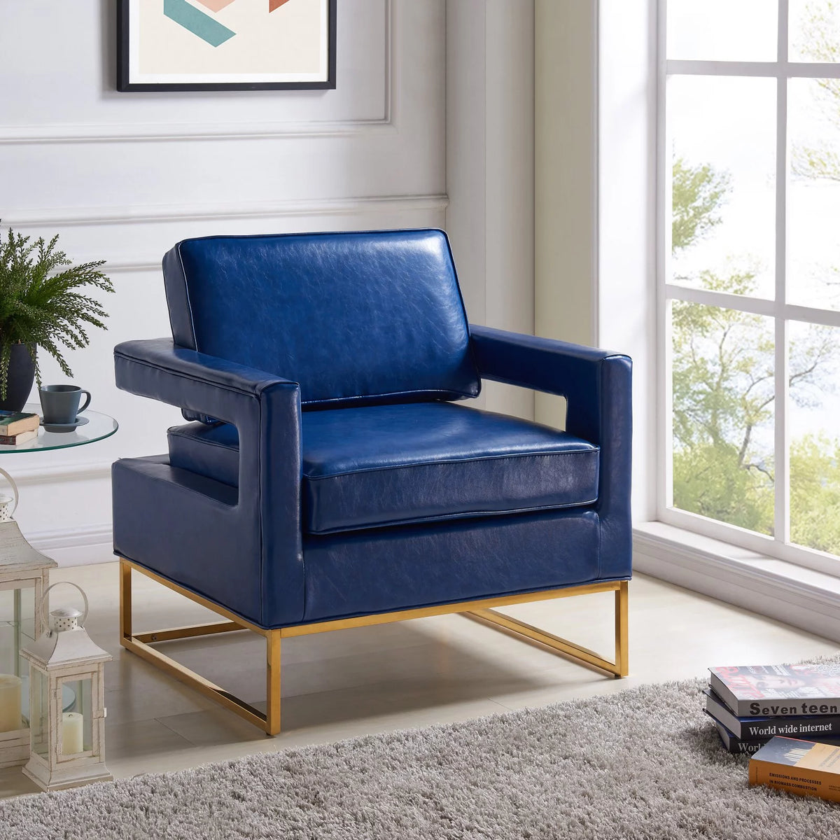 White Vegan Leather Accent Chair V883894