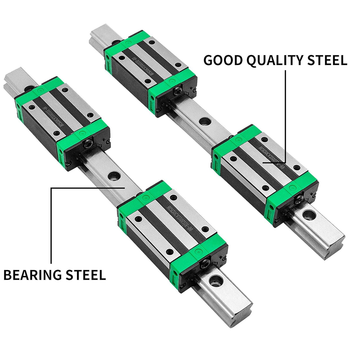 2X Linear Guideway Rail 4X Square Type Carriage Bearing Block Linear Rail Support for 15mm Slotted Bearings Y976399