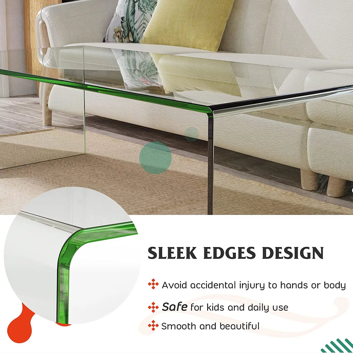 Glass Coffee Table with Smooth Round Edges H9859