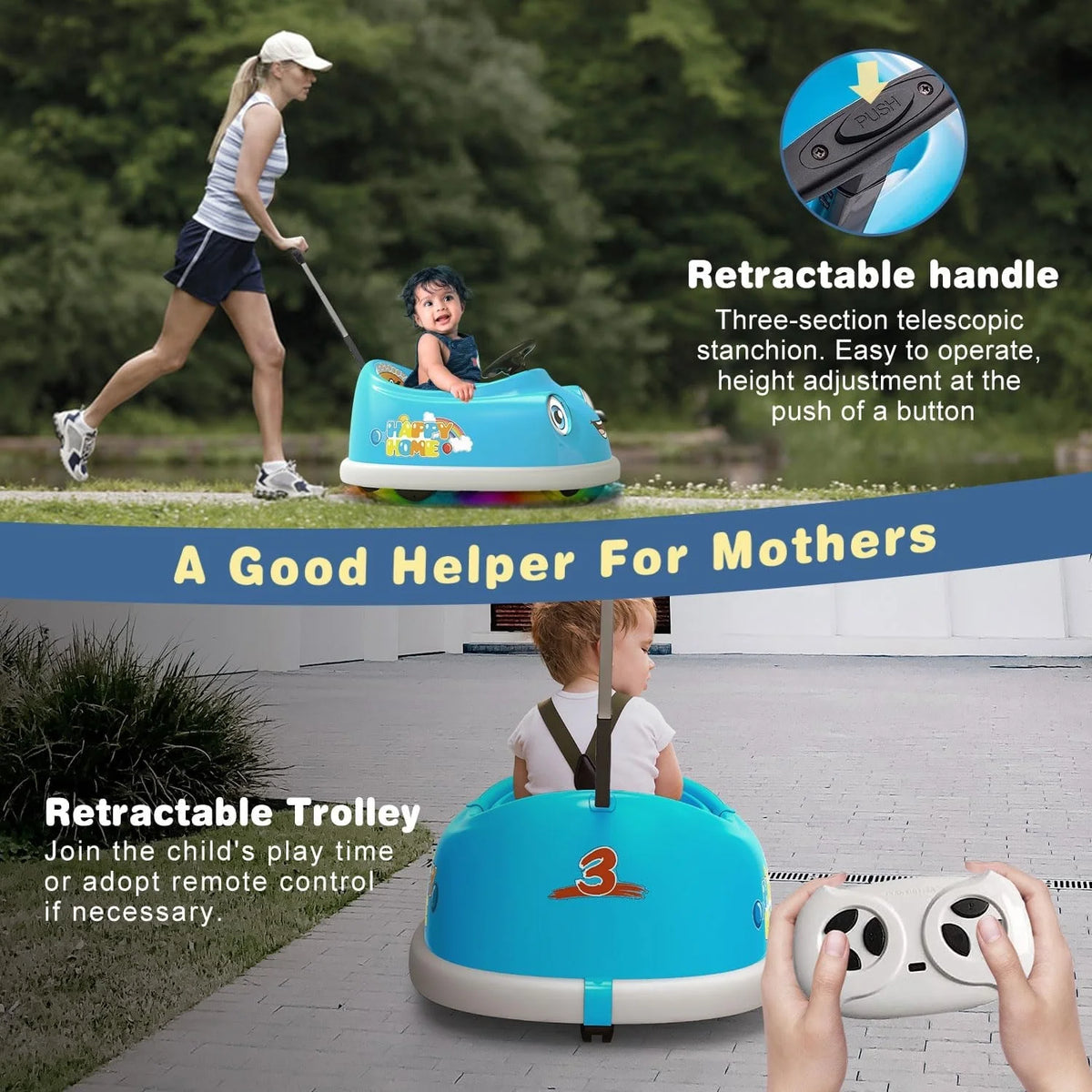 Blue 12V Electric Bumper Car for Kids A4027