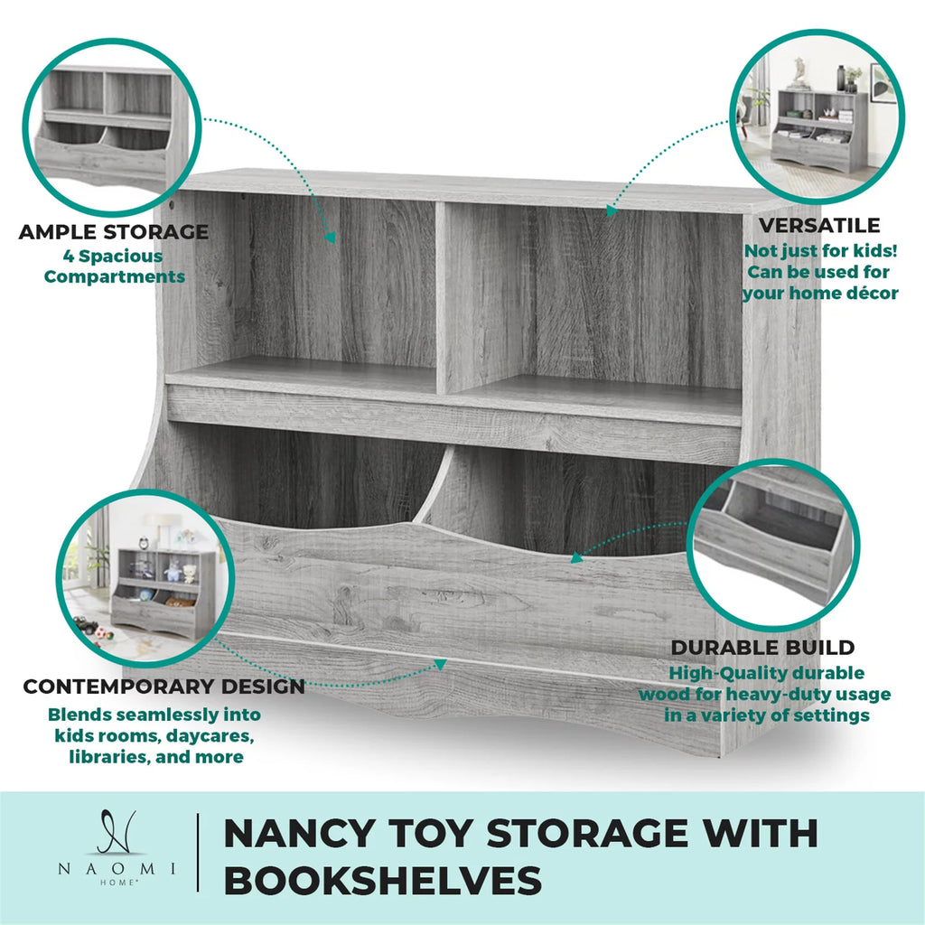 White Kids Toy Storage with Bookshelves Y63866