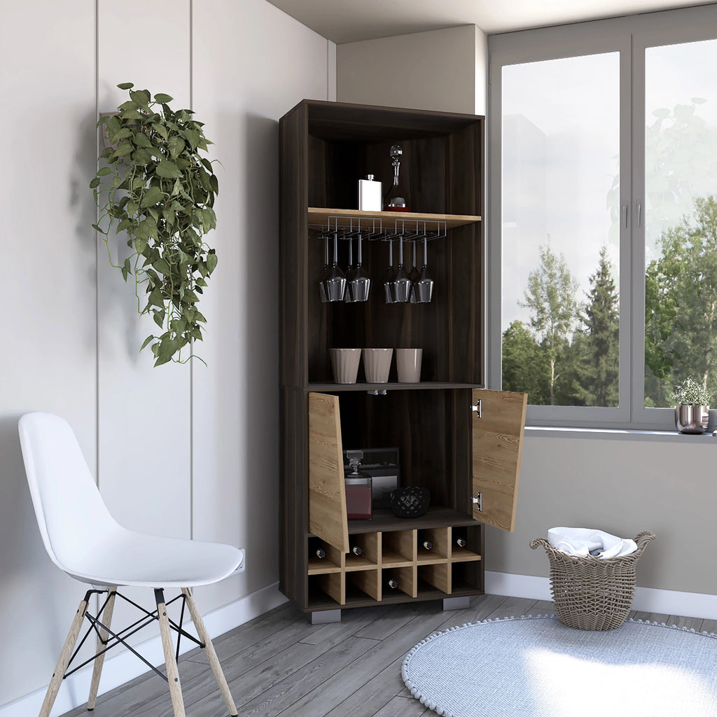 Corner Bar Cabinet Dark Oak Pine B444