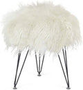 Faux Fur Ottoman Footrest with Metal Legs White G364