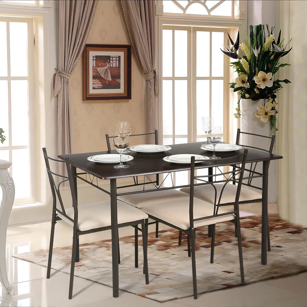 Black Metal Dining Table Chairs Set P3867